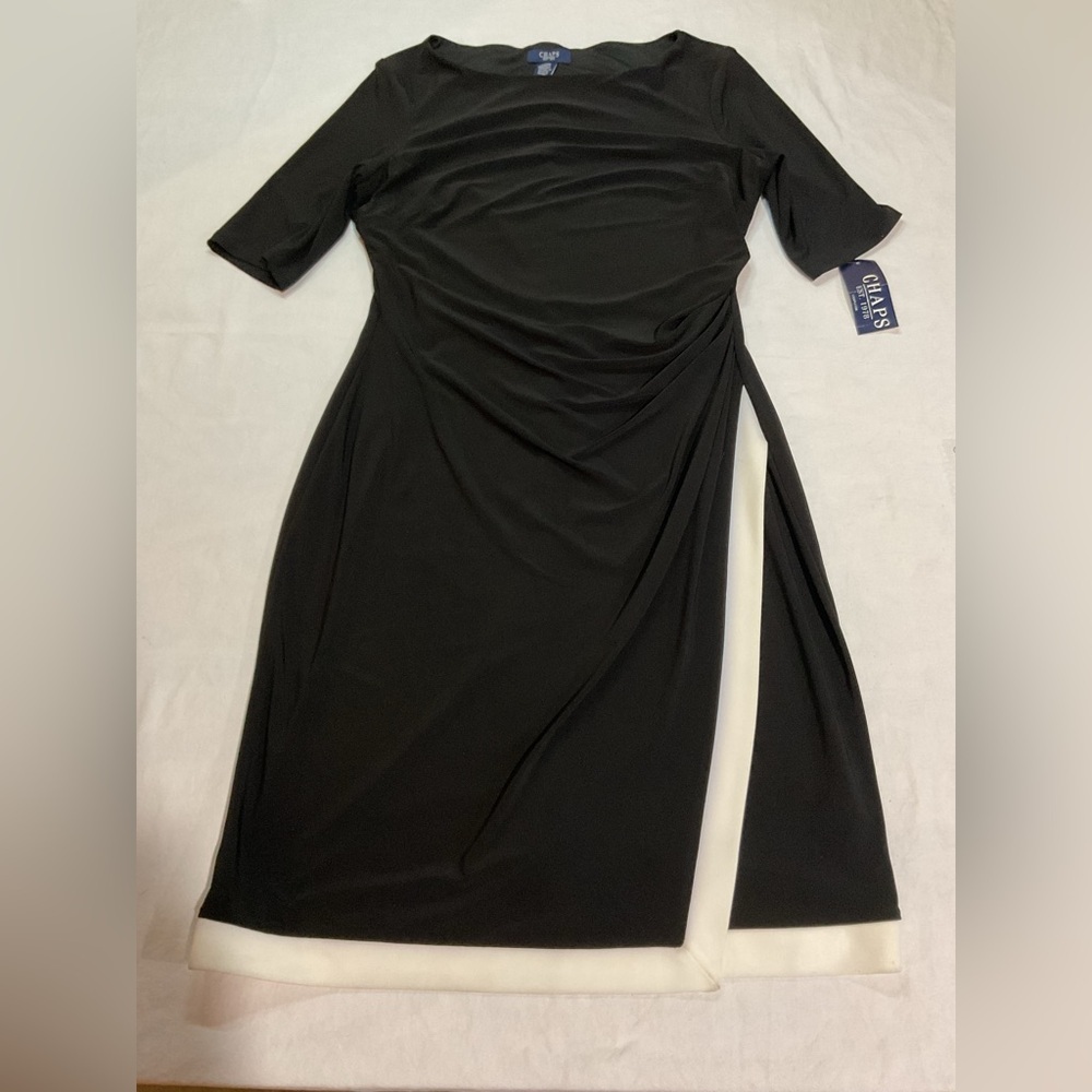 Chaps Elegant Black  3/4 length Sleeve Dress size large